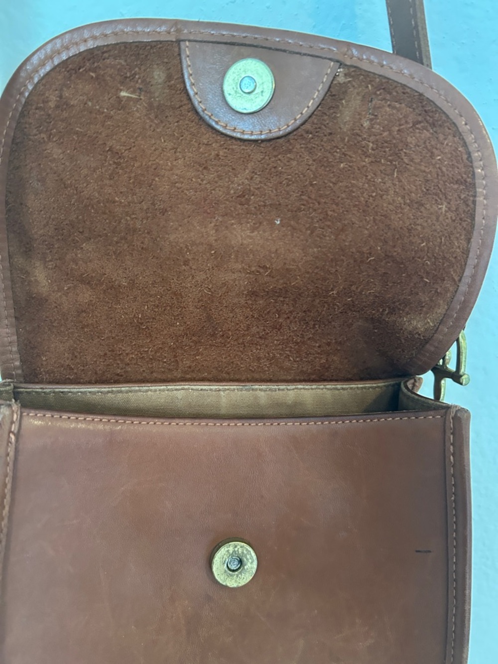 Vintage Etienne Aigner Cognac Leather Crossbody Bag Horsebit Mini Saddle Purse - Picture 4 of 6